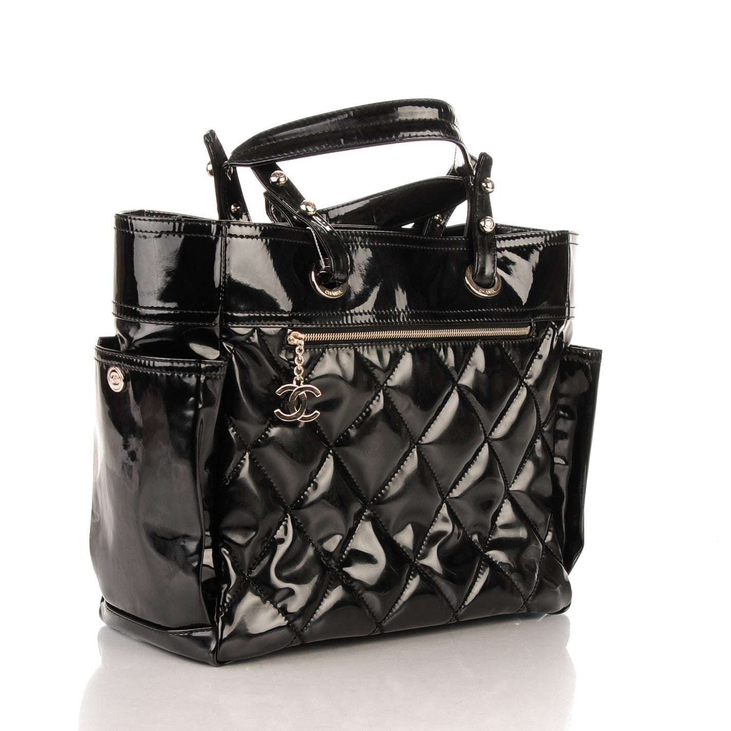 Vinyl Quilted Large Paris Biarritz Tote Black