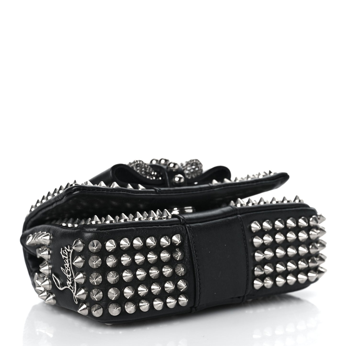 Calfskin Spikes Sweety Charity Crossbody Bag Black Silver