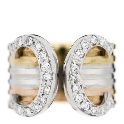 Cartier 18K Pink Yellow White Gold Diamond 13mm C De Cartier Ring 49 4.75 1 of 6