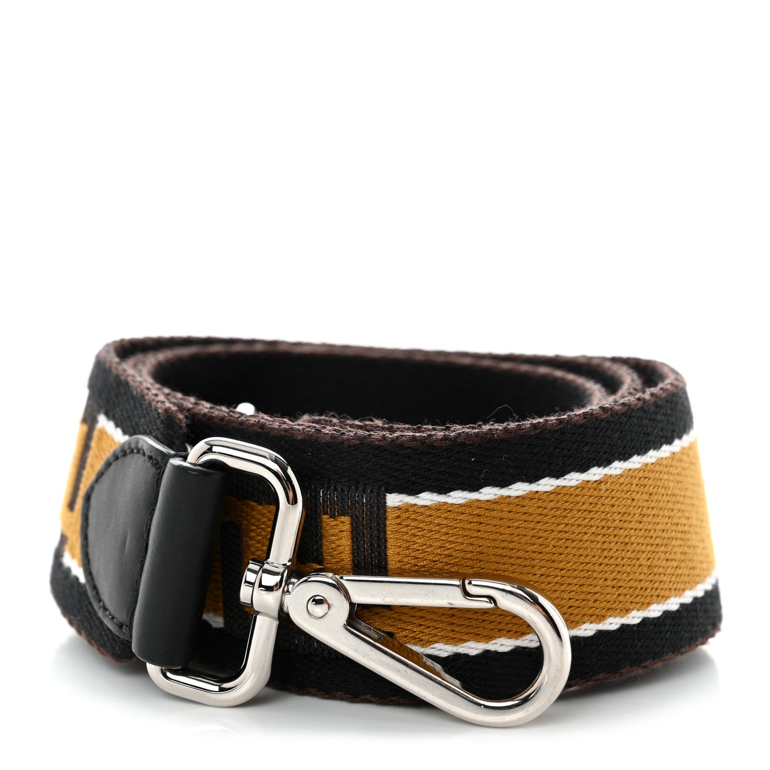 Fendi Ribbon Vitello Century FF Striped Strap You Black Tobacco 1 of 6