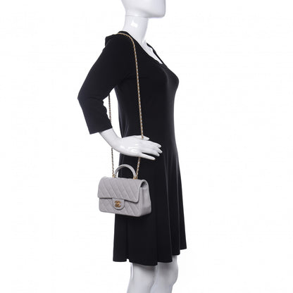 Chanel Lambskin Quilted Mini Top Handle Rectangular Flap Grey 2 of 11