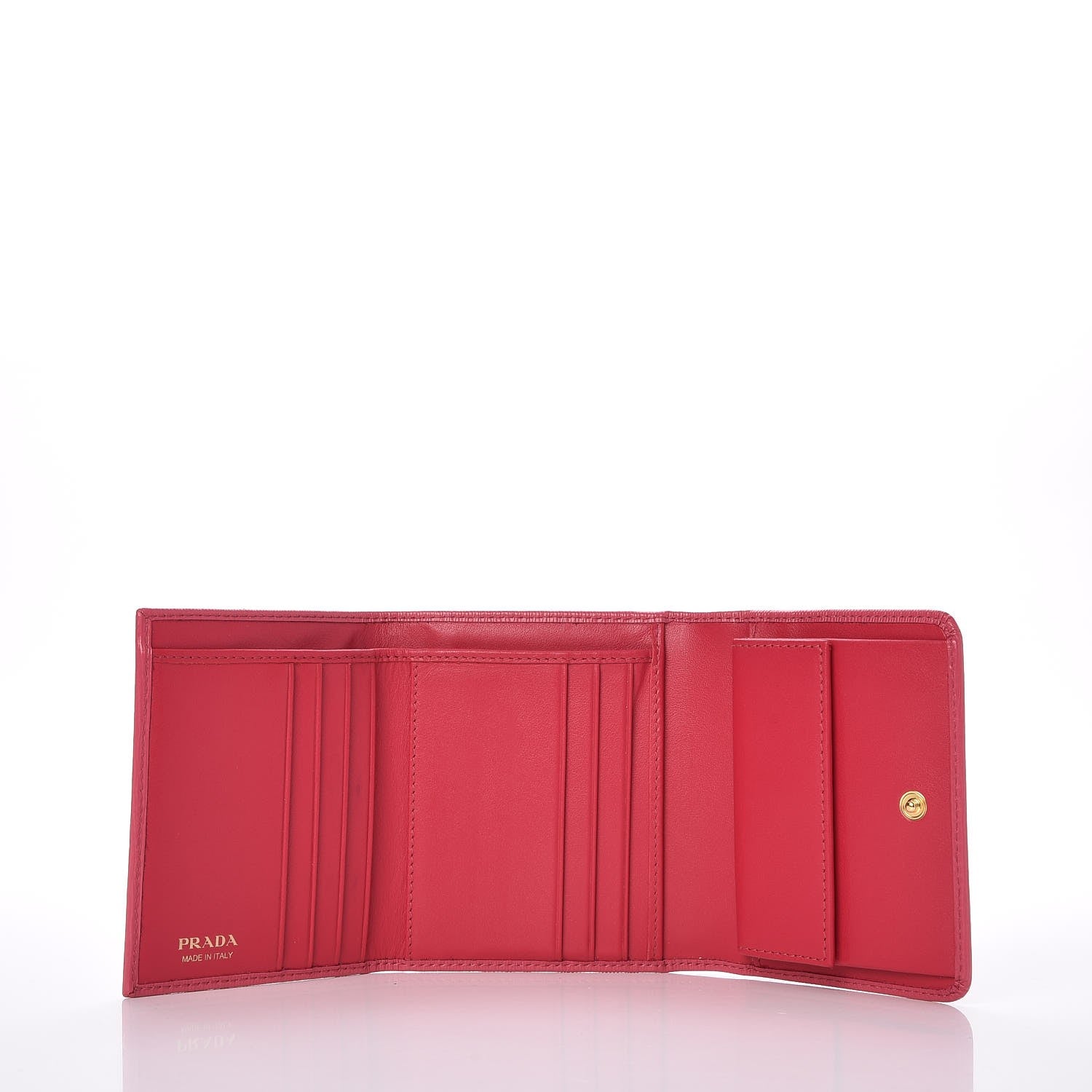 Prada Vitello Move Tri-Fold Compact Wallet Peonia 5 of 6