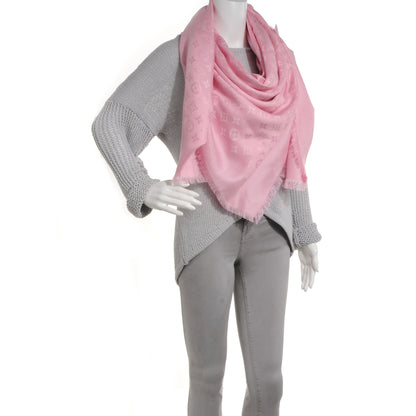 Louis Vuitton Wool Silk Monogram Shawl Rose Petale 2 of 6