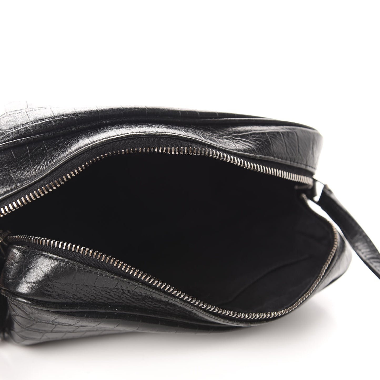 Calfskin Crocodile Embossed Monogram Lou Camera Bag Black