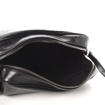 Saint Laurent Calfskin Crocodile Embossed Monogram Lou Camera Bag Black 5 of 11