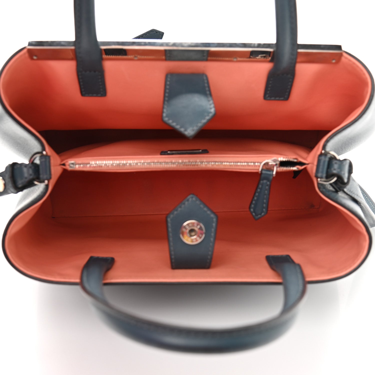 Fendi Vitello Dolce Century Petite 2Jours Tote Pavone Albicocca 11 of 15