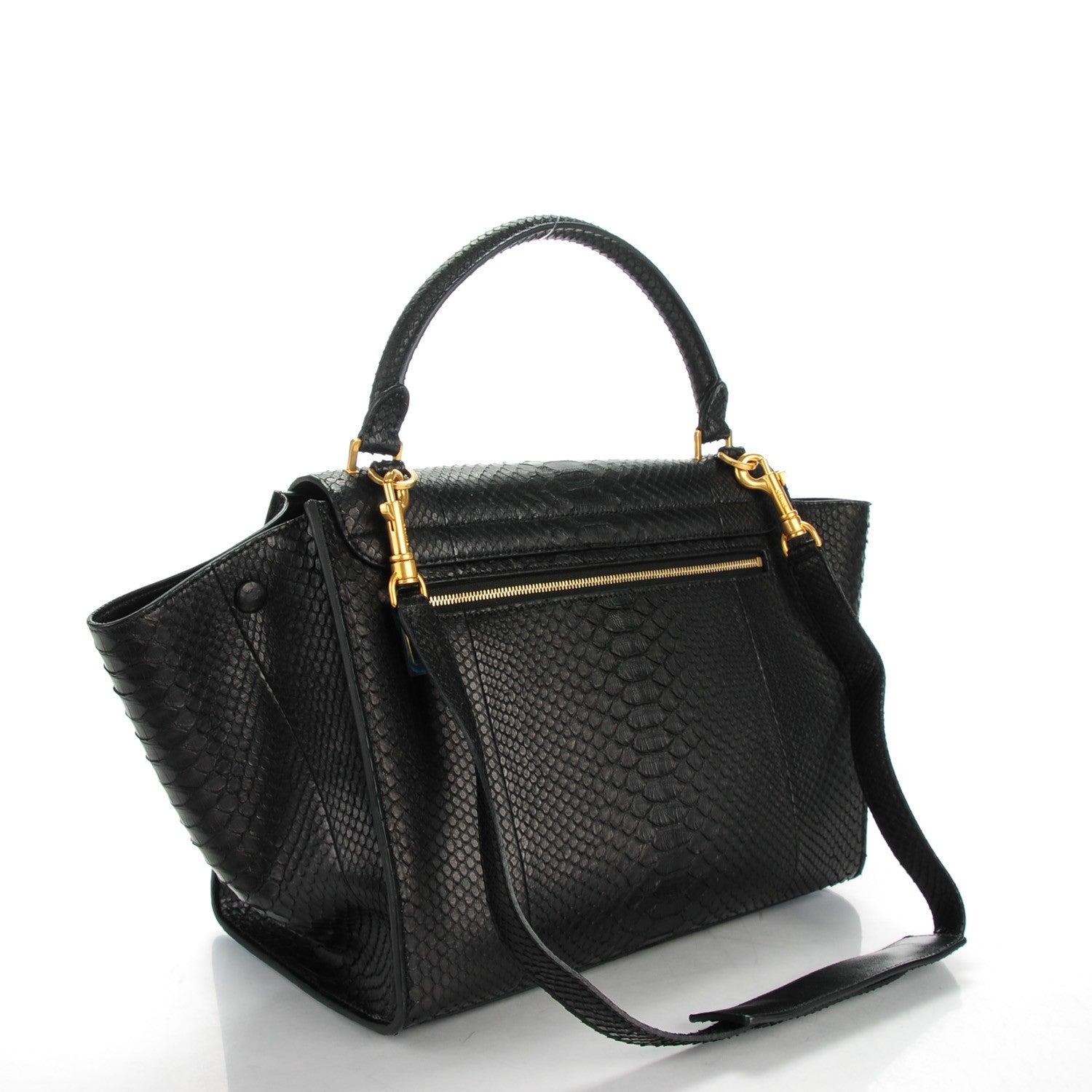 Celine Python Medium Trapeze Black 3 of 8