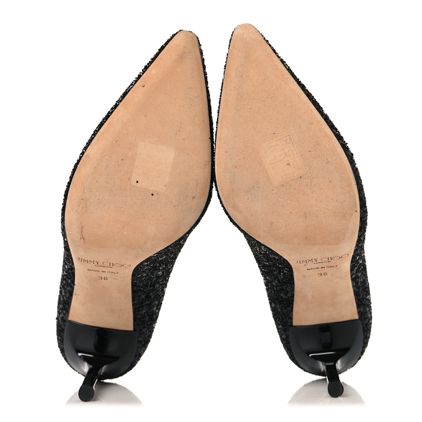 Coarse Glitter Pointy Toe Romy Pumps 36 Black
