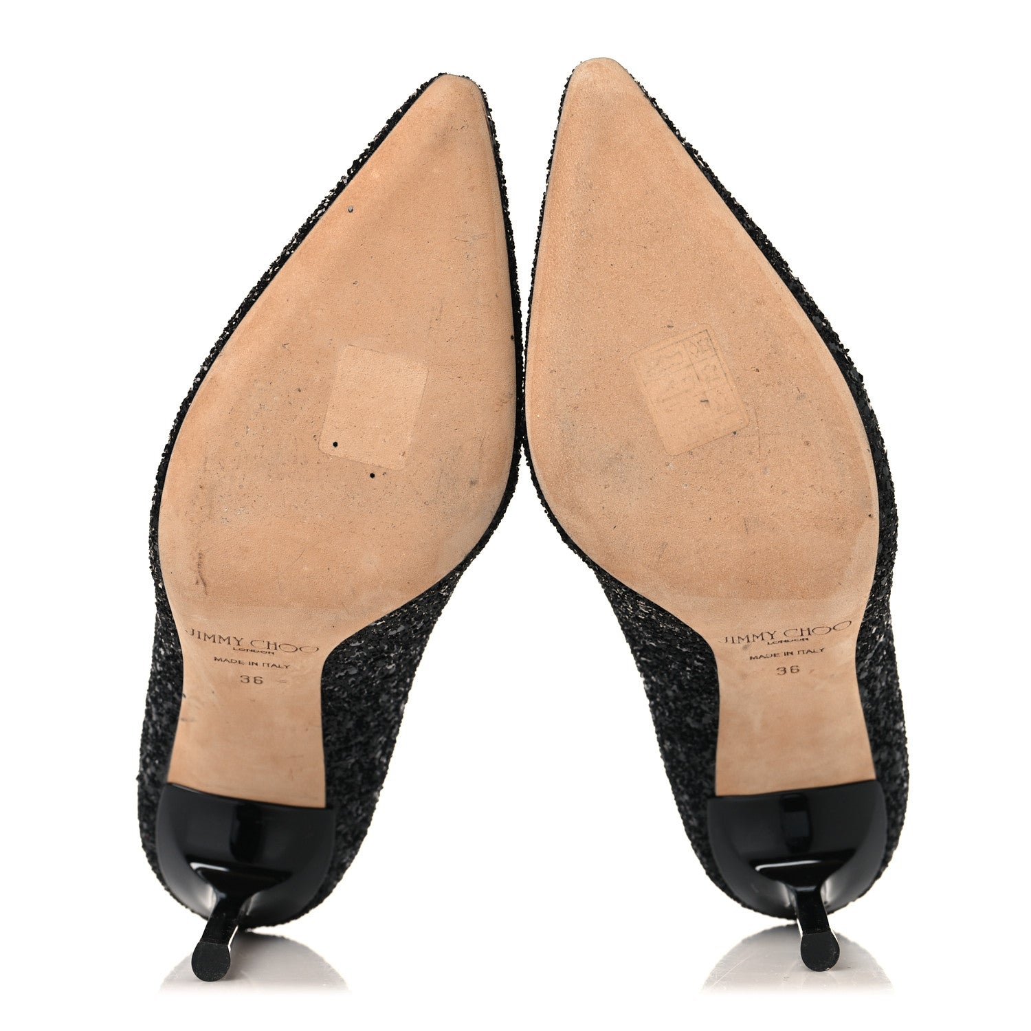 Jimmy Choo Coarse Glitter Pointy Toe Romy Pumps 36 Black 6 of 8