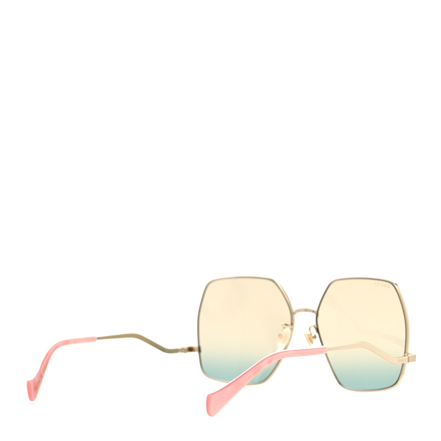 Metal Oversized Square Frame Sunglasses GG1005S Gold Green