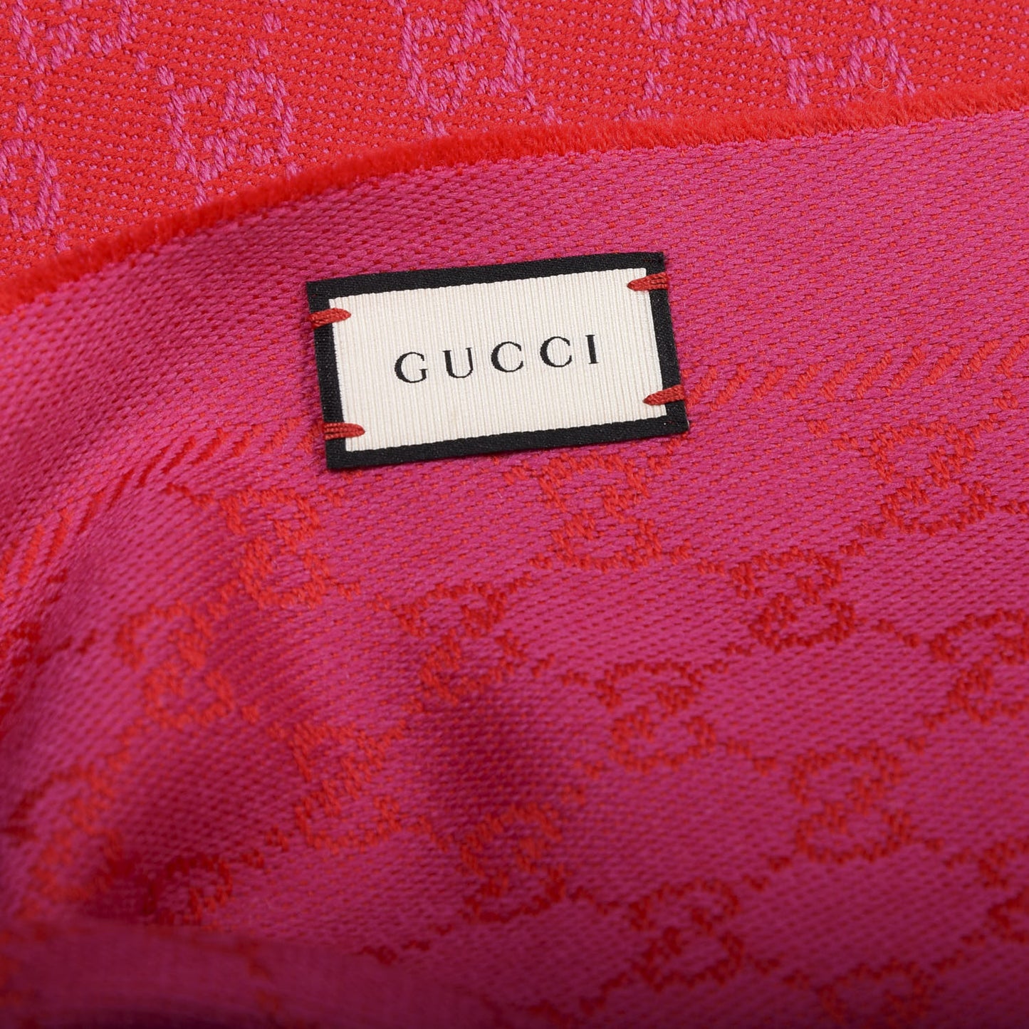 Wool Silk Jacquard GG Monogram Stenix Scarf Red Pink Red