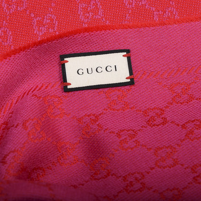 Gucci Wool Silk Jacquard GG Monogram Stenix Scarf Red Pink Red 4 of 4
