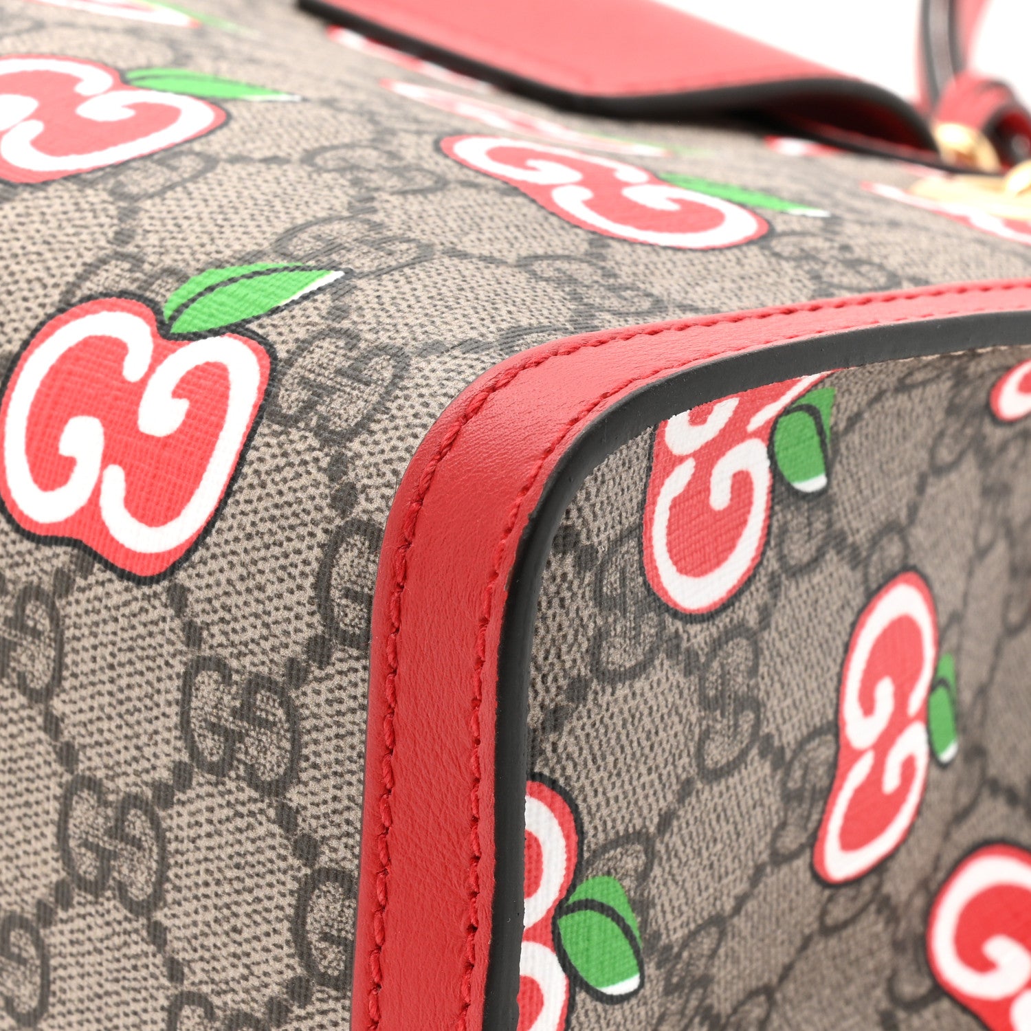 Gucci GG Supreme Monogram Apple Small Padlock Tote Beige Multicolor Lobster Red 13 of 13