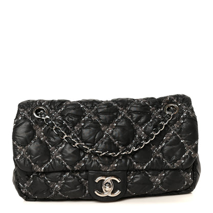 Chanel Nylon Quilted Tweed Stitch Medium Bubble Flap Black Black 1 of 11