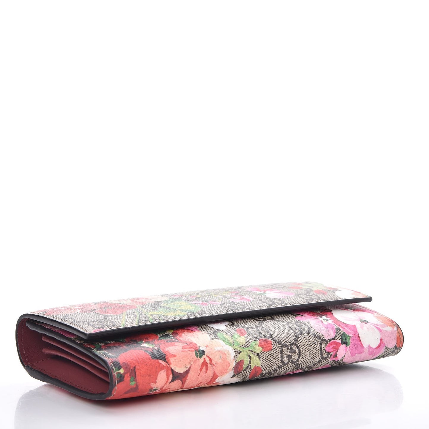 GG Supreme Monogram Blooms Continental Wallet Beige Multicolor Dry Rose