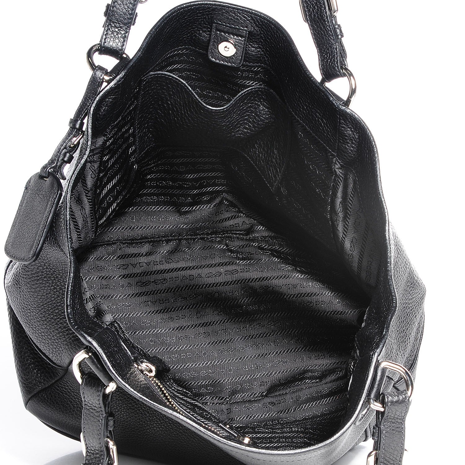 Prada Vitello Daino Shoulder Bag Black 10 of 10