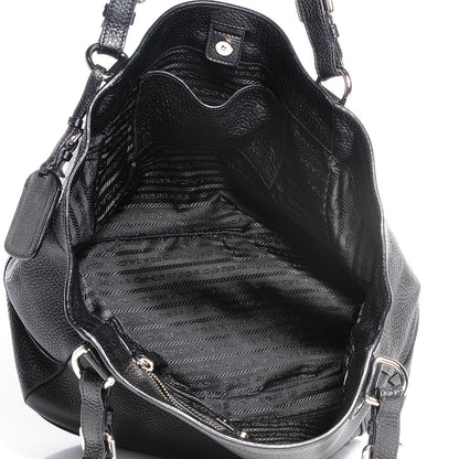 Prada Vitello Daino Shoulder Bag Black 10 of 10
