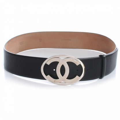 Chanel Leather CC Logo Belt 85 34 Black 1 of 6