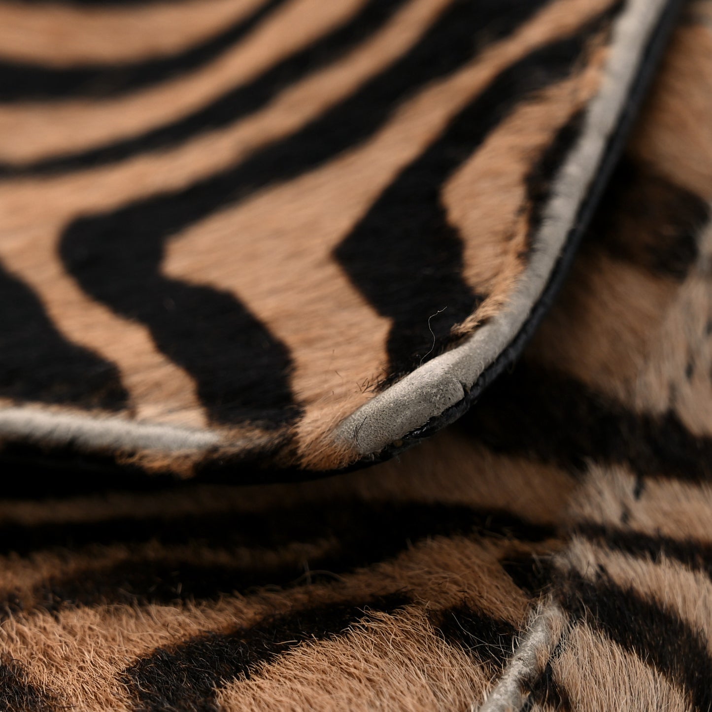 Calf Hair Zebra Print Baguette Brown
