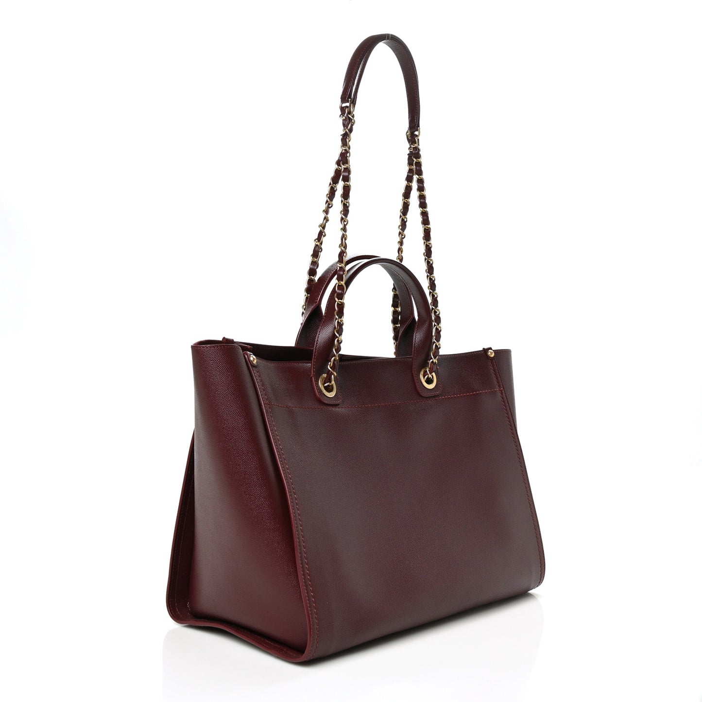 Caviar Medium Studded Deauville Tote Burgundy