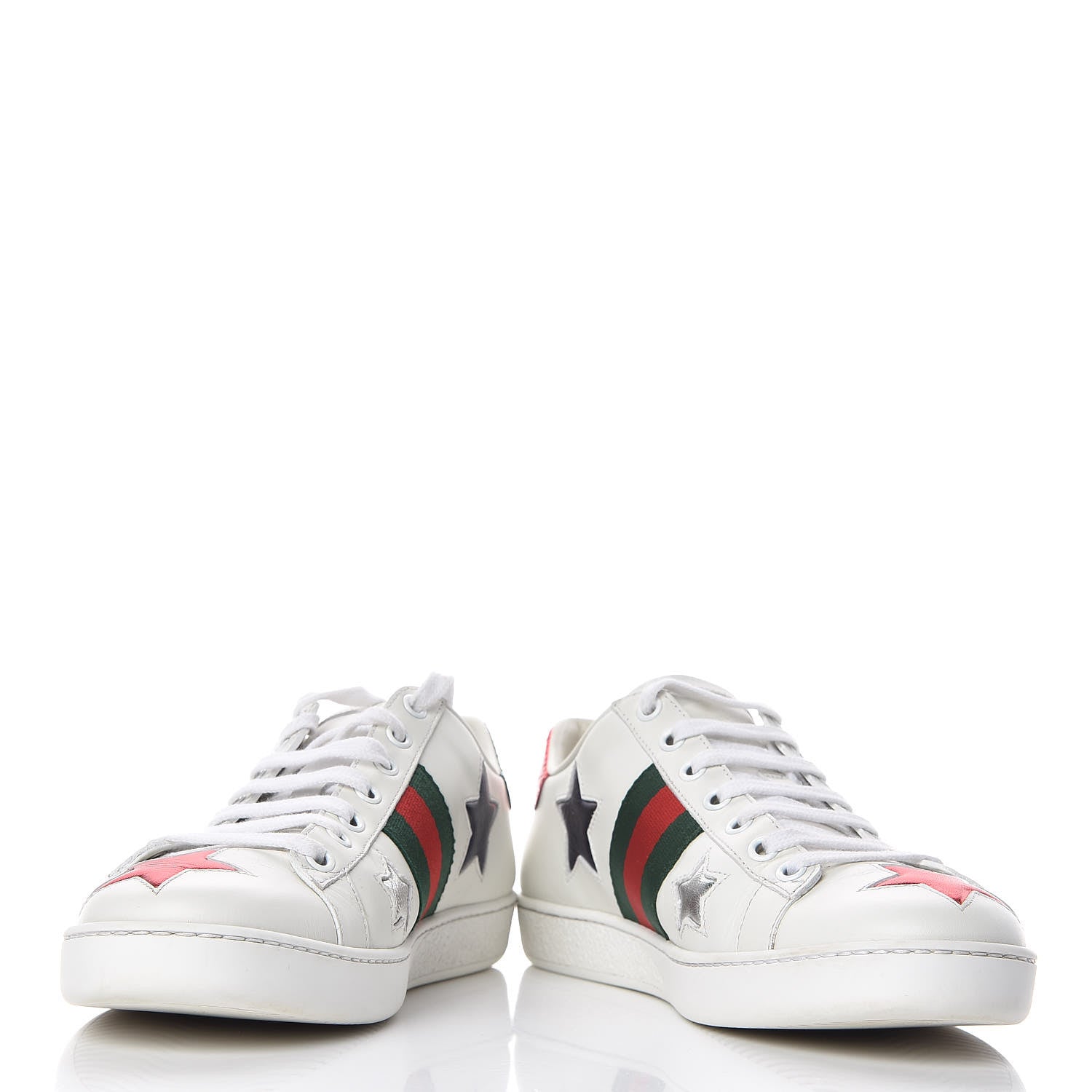 Gucci Calfskin Ayers Web Star Embroidered Womens Ace Sneakers 38 White Multi 5 of 14