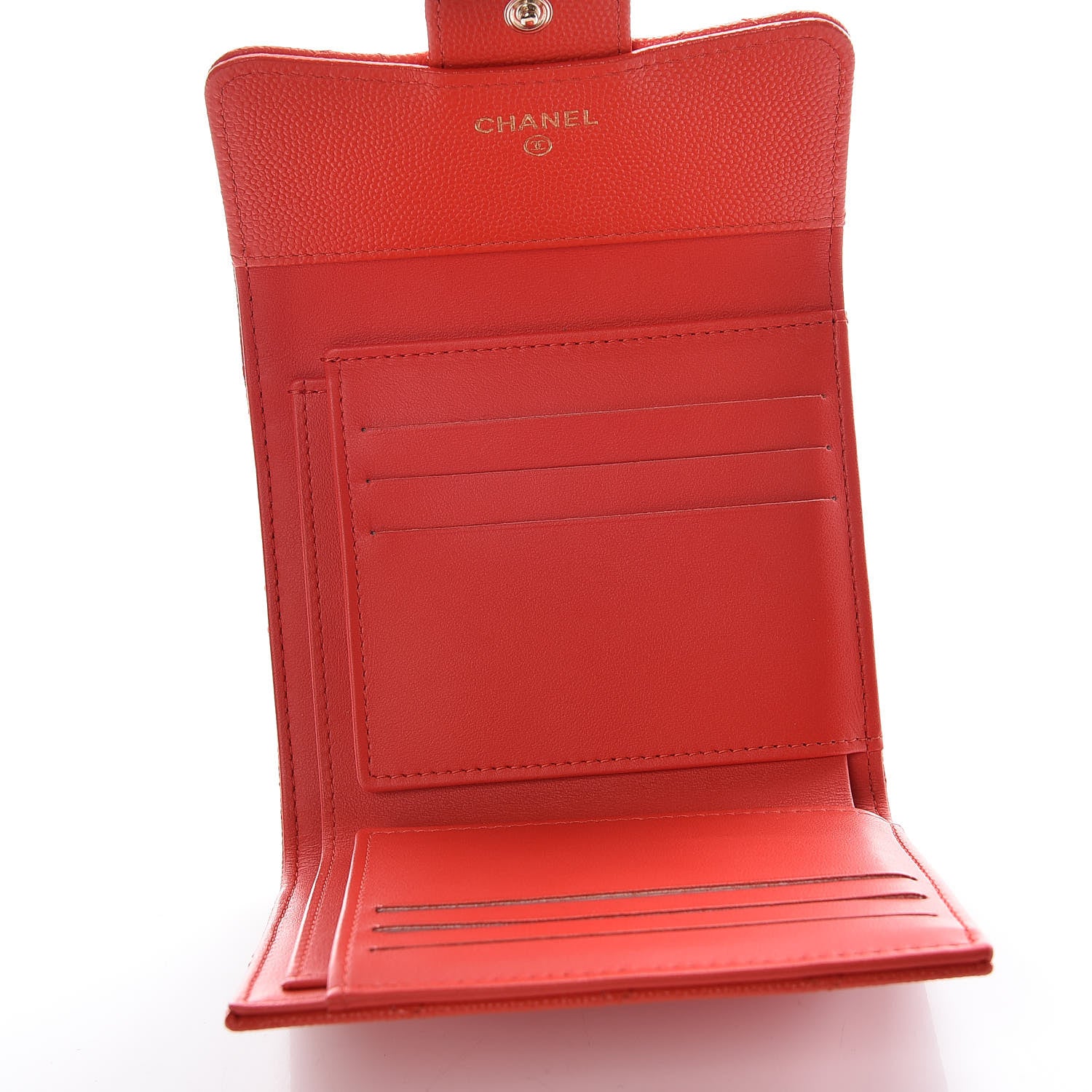 Chanel Caviar Quilted Compact Flap Wallet Red 5 of 11