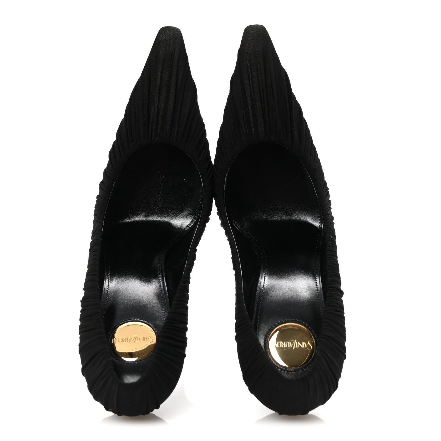 Saint Laurent Ruched Jersey Doville 110 Pump 38.5 Black Innocent Nude 2 of 10