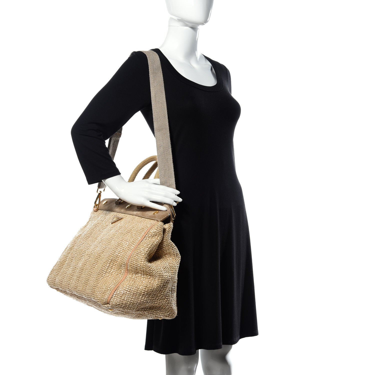Prada Straw Suede Frame Tote 2 of 8
