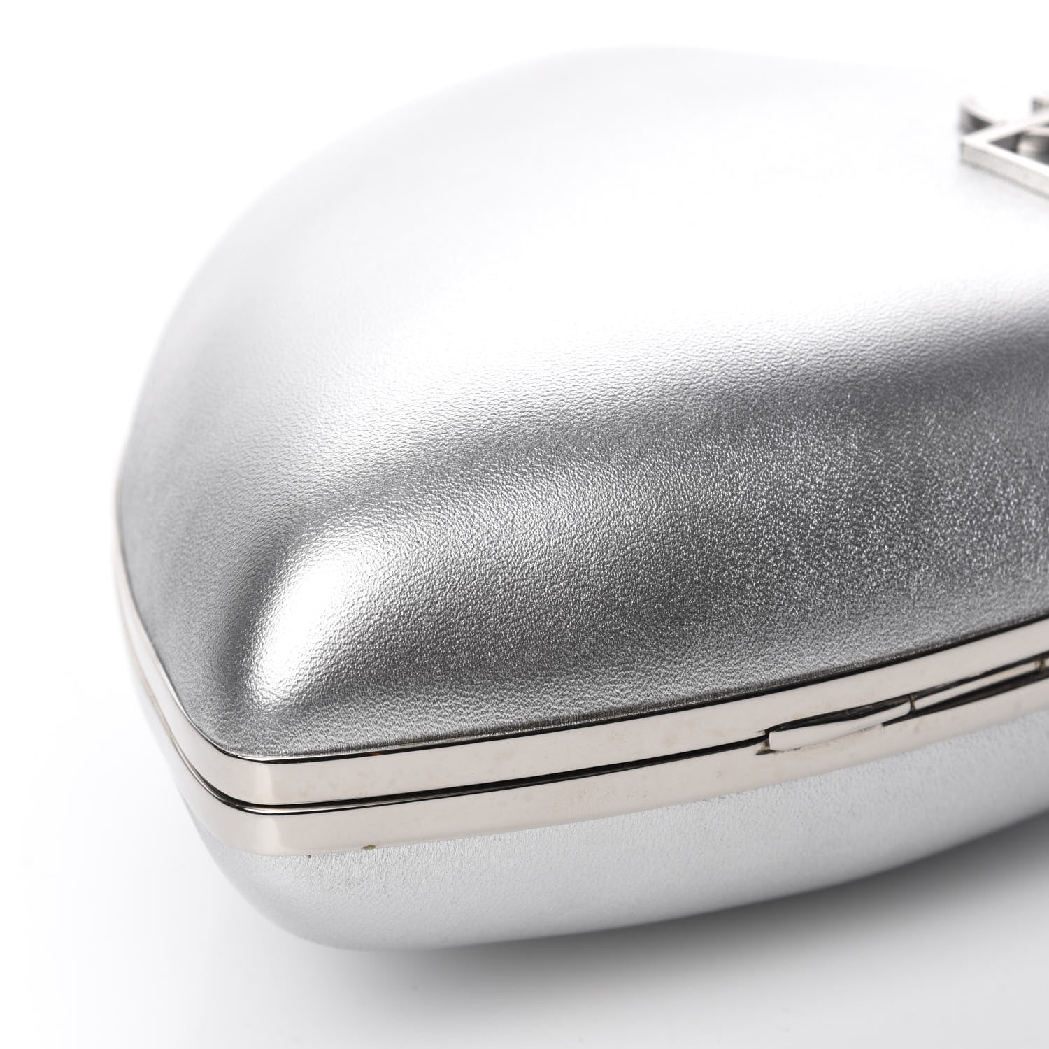 Saint Laurent Smooth Calfskin Heart Monogram Love Box Crossbody Silver 6 of 9