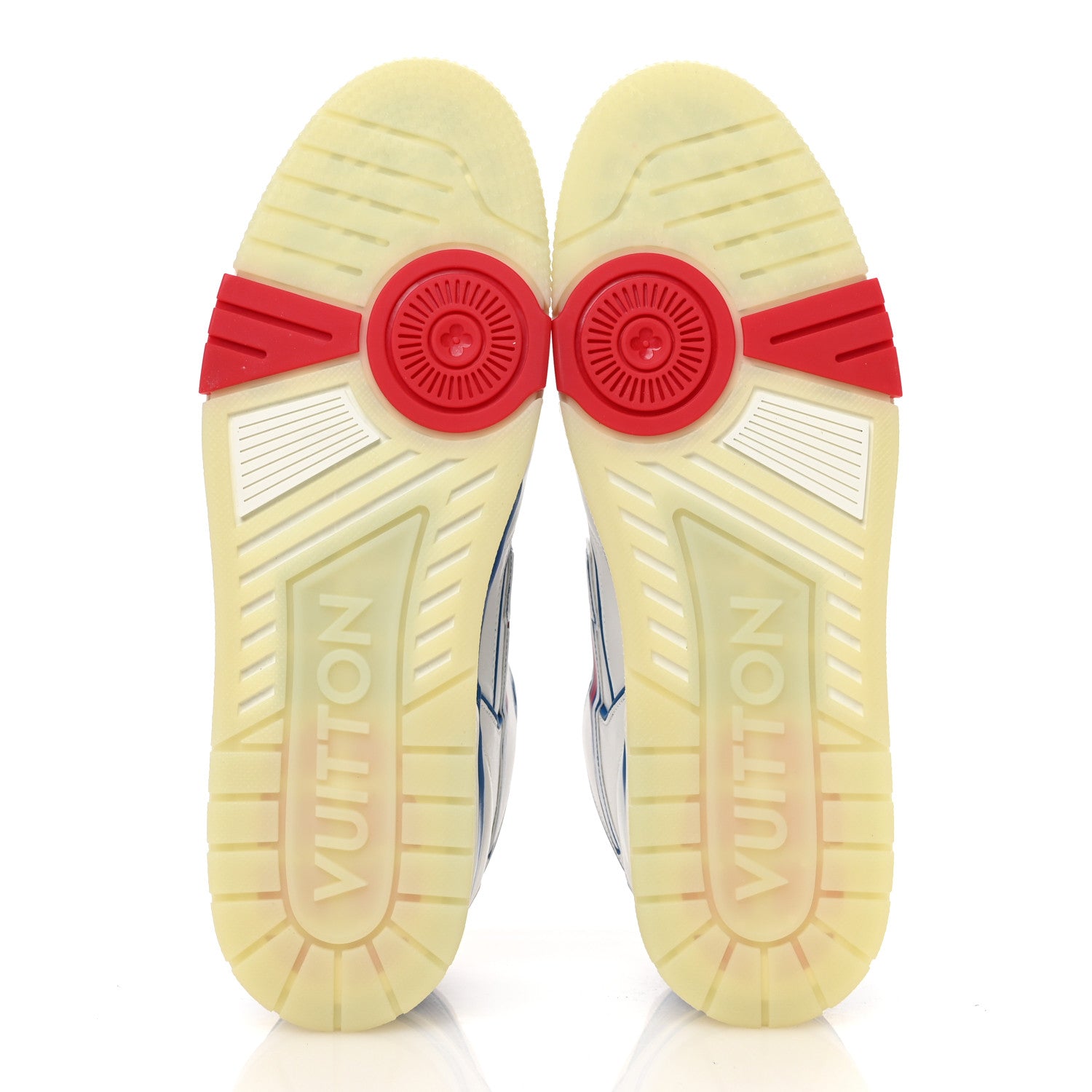 Louis Vuitton Calfskin Mens LV Trainer Sneakers 11 White Blue Red 6 of 10