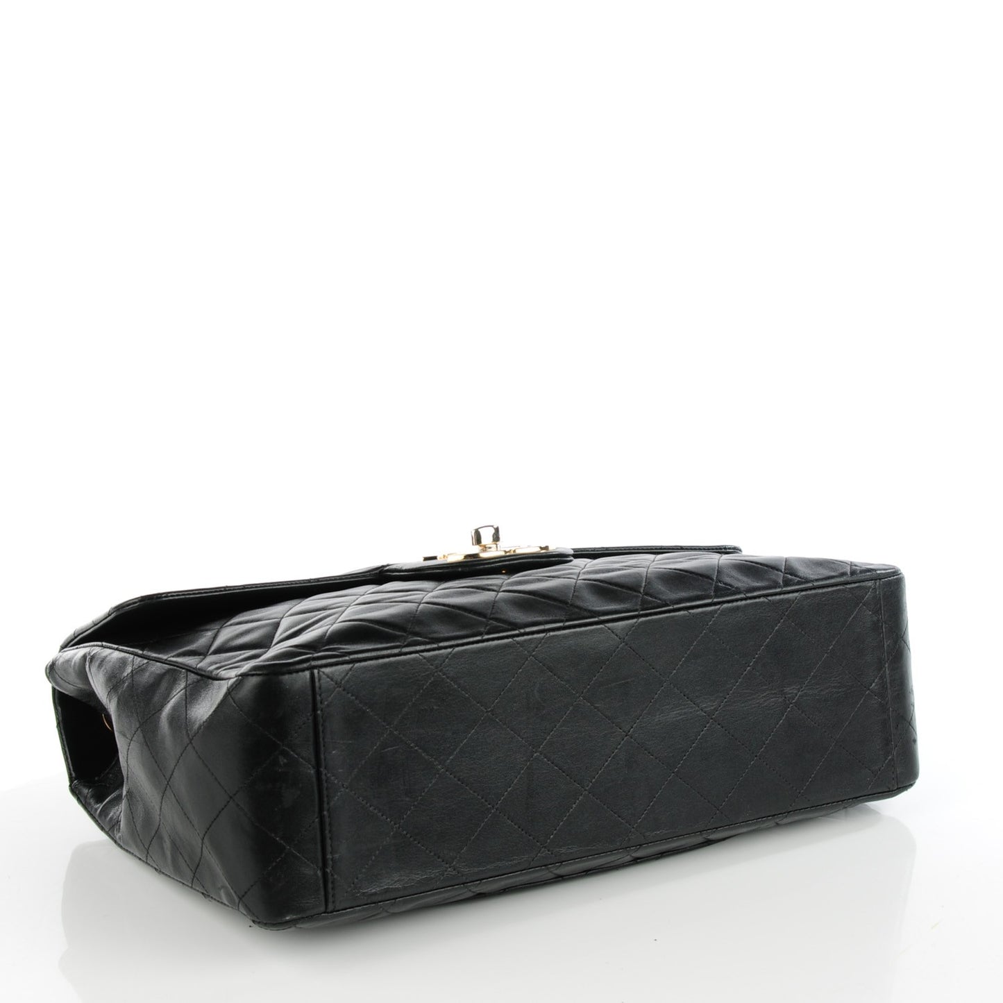 Lambskin Quilted XL Jumbo Single Flap Black