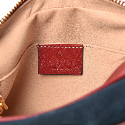 Gucci Suede Calfskin Web Mini Ophidia Shoulder Bag New Blue Romantic Cherry 6 of 11
