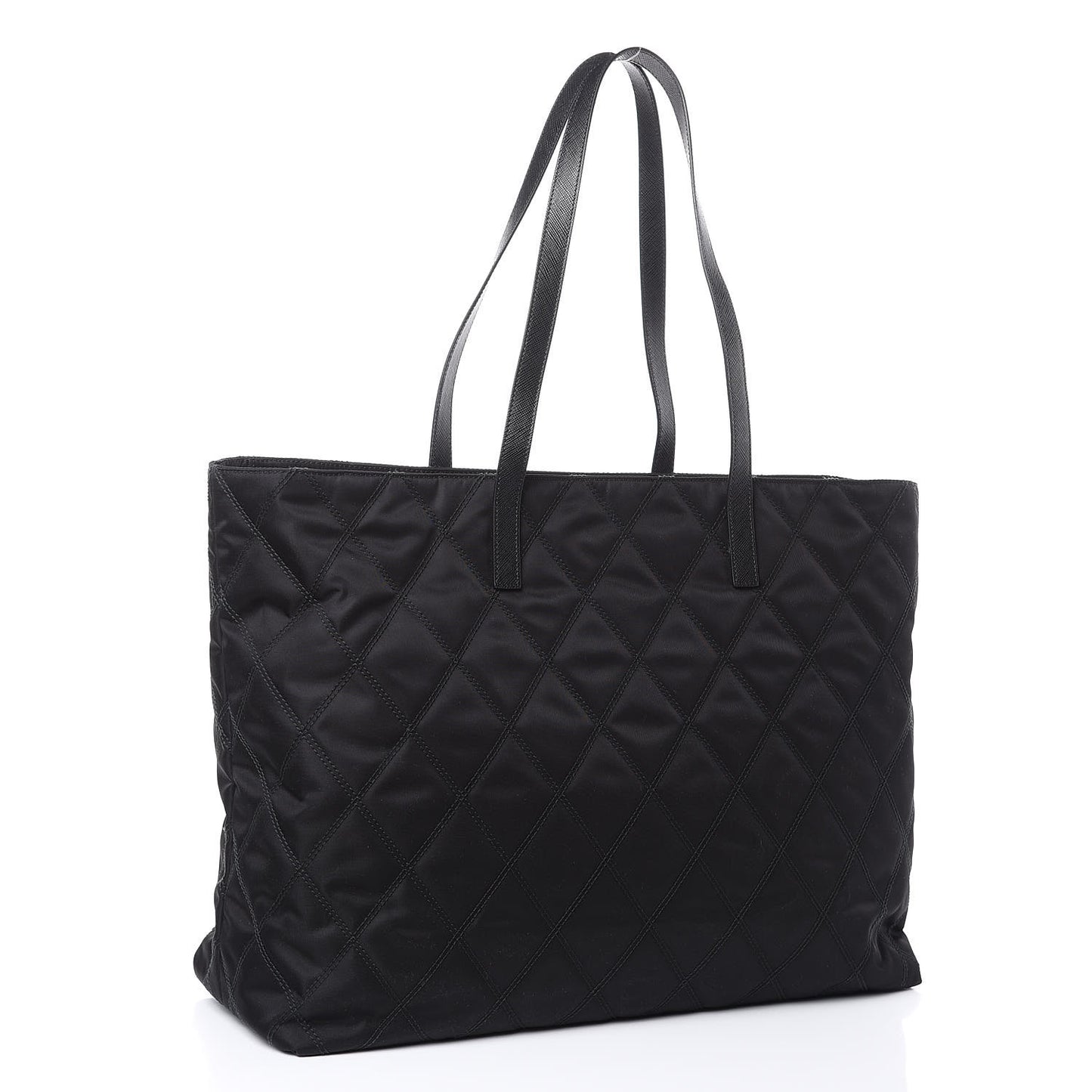 Tessuto Nylon Quilted Shopping Tote Black