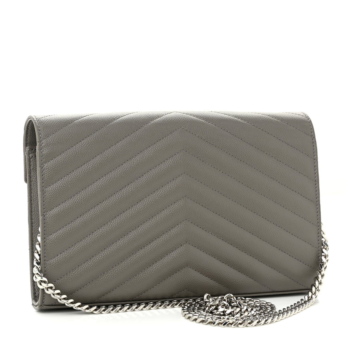 Grain De Poudre Matelasse Chevron Monogram Chain Wallet Asphalt