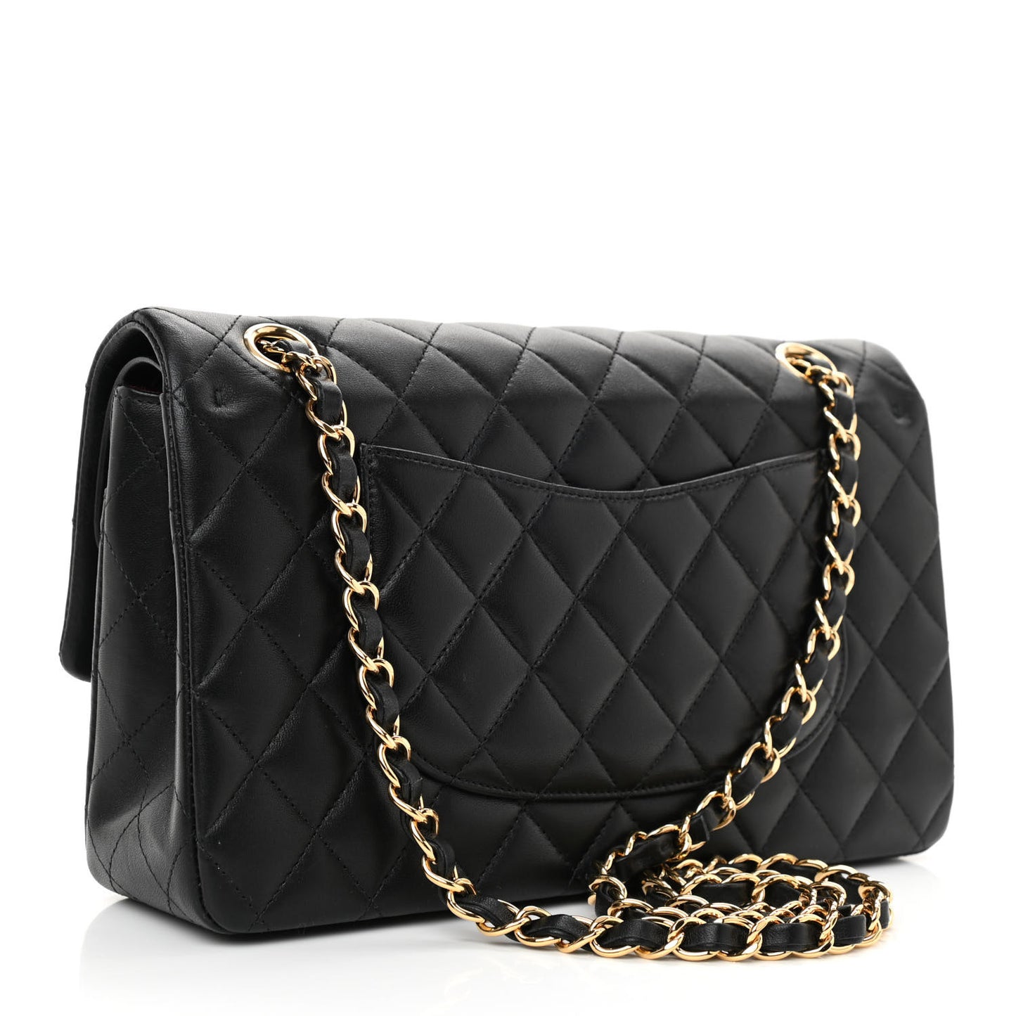 Lambskin Quilted Medium Double Flap Black