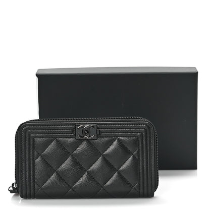 Chanel Caviar Quilted Small Boy Zip Around Wallet So Black 10 of 10
