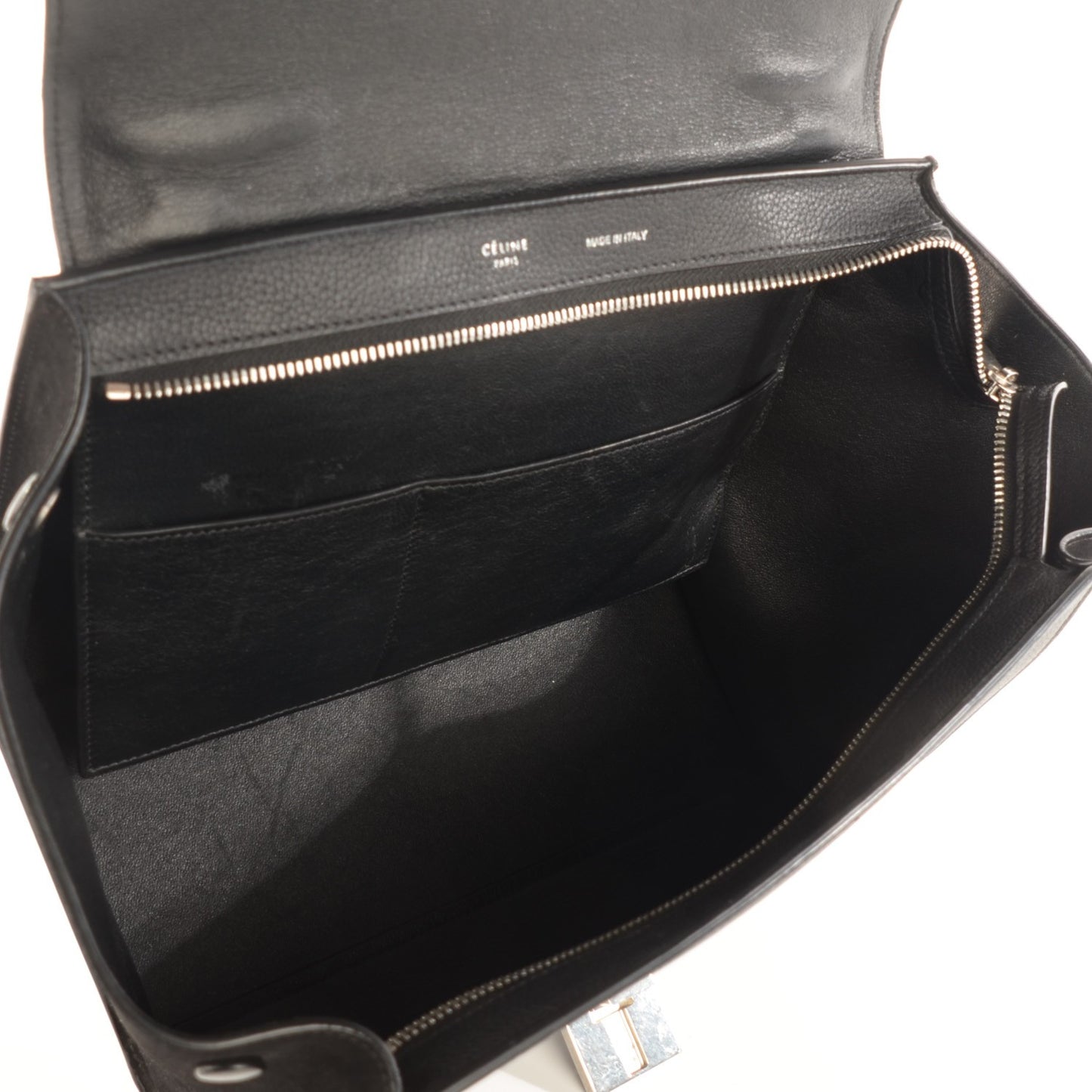 Drummed Calfskin Suede Small Trapeze Black