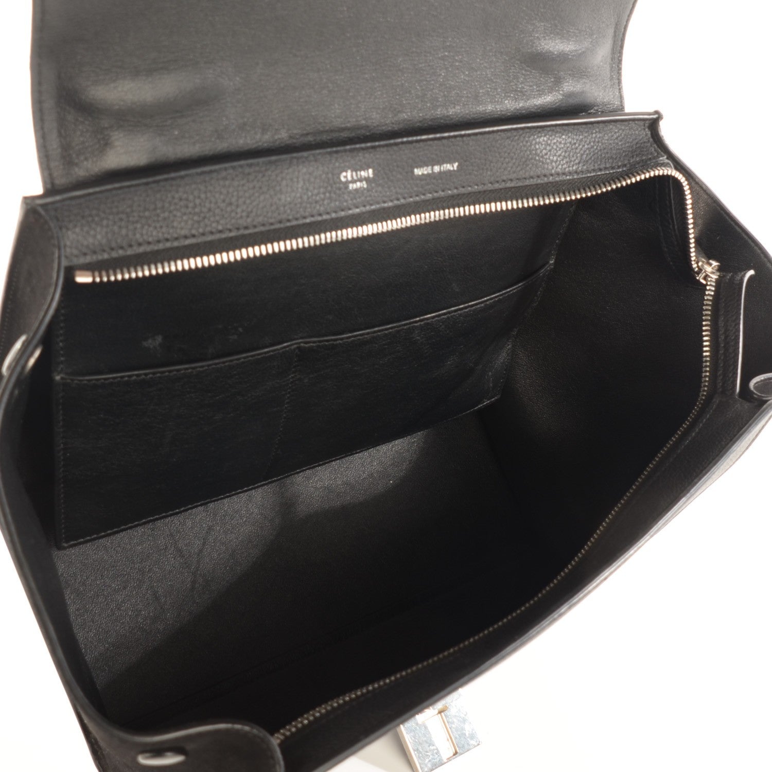 Celine Drummed Calfskin Suede Small Trapeze Black 7 of 7