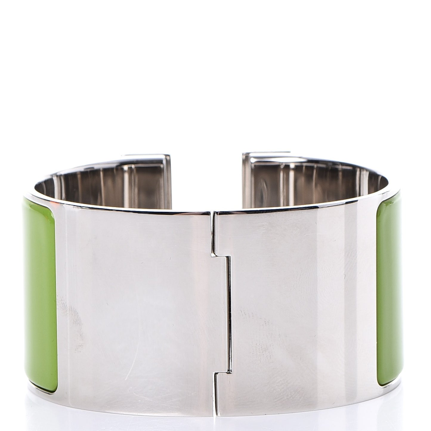 Enamel Extra Wide Clic Clac H Bracelet GM Vert Anis White