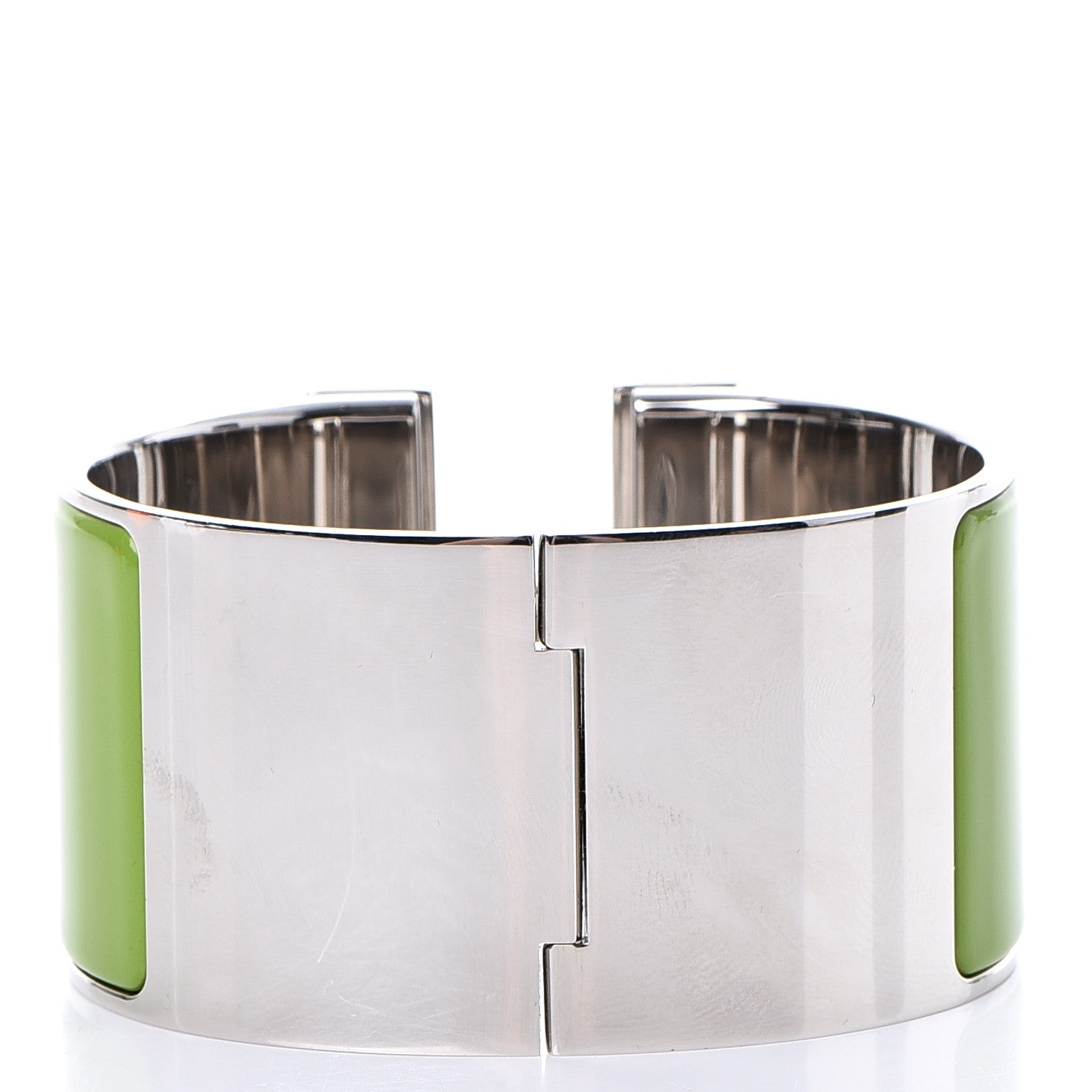 Hermes Enamel Extra Wide Clic Clac H Bracelet GM Vert Anis White 3 of 5
