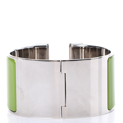 Hermes Enamel Extra Wide Clic Clac H Bracelet GM Vert Anis White 3 of 5