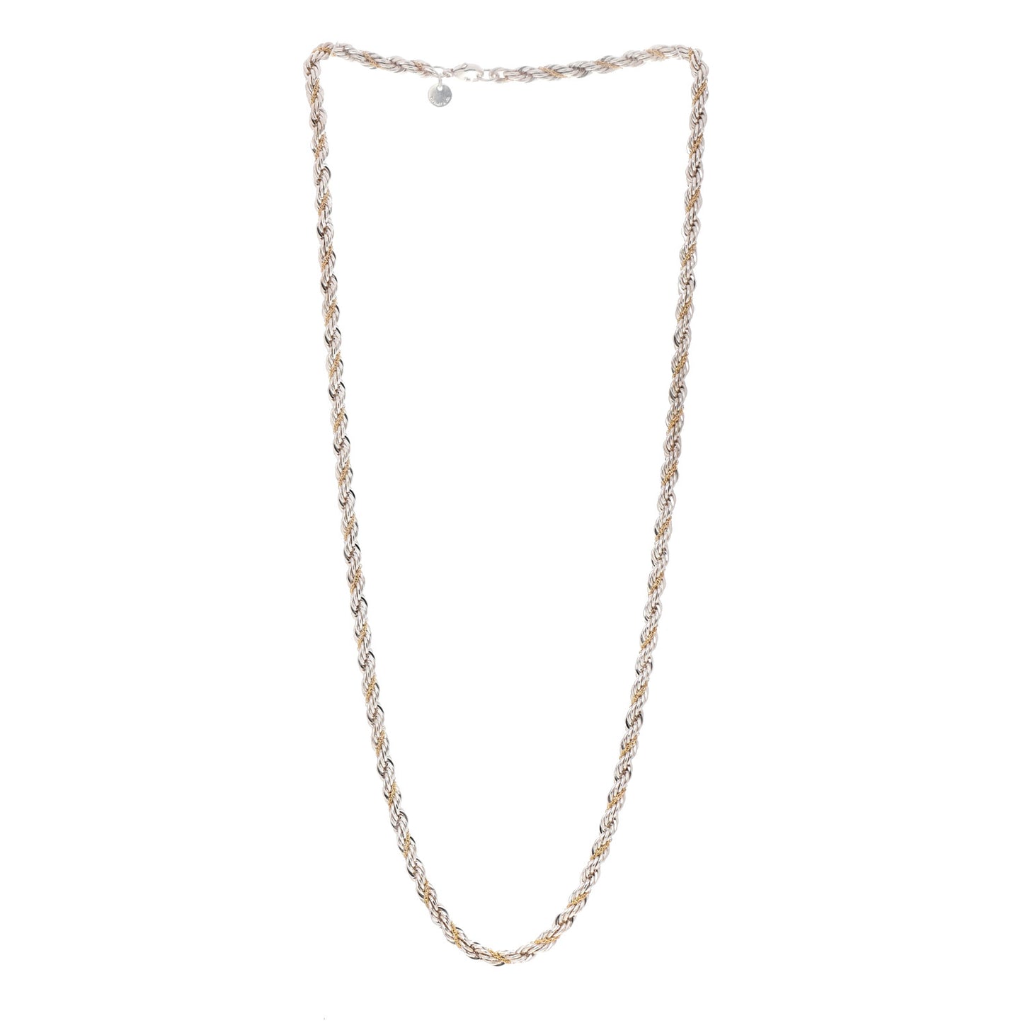 Sterling Silver 18K Yellow Gold Rope Chain Necklace 24"