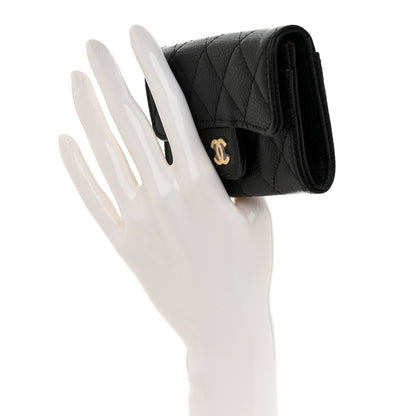 Chanel Caviar Quilted Flap Card Holder Wallet Black 2 of 9