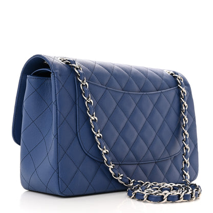 Chanel Caviar Quilted Jumbo Double Flap Blue 3 of 10