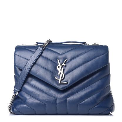 Saint Laurent Calfskin Y Quilted Monogram Small Loulou Chain Satchel Denim Blue 1 of 8