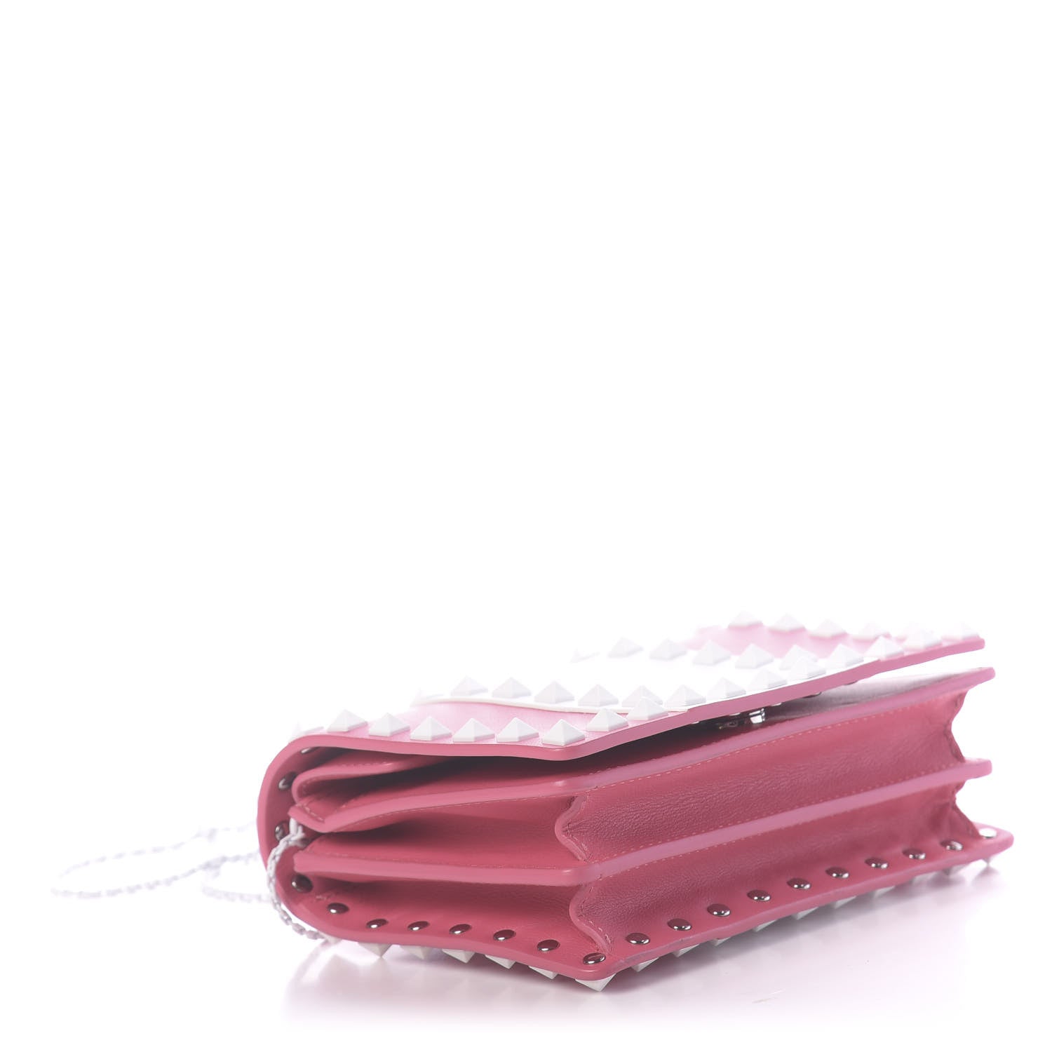Valentino Garavani Vitello Colorblock Free Rockstud Wallet on Chain Shadow Pink Optic White 4 of 11
