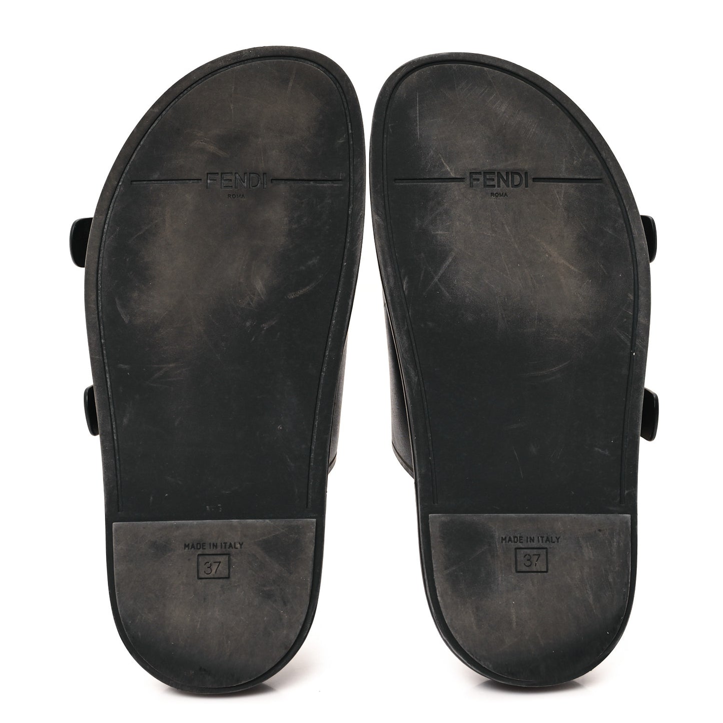 Vitello Fendi Feel Buckled Slide Sandals 37 Black