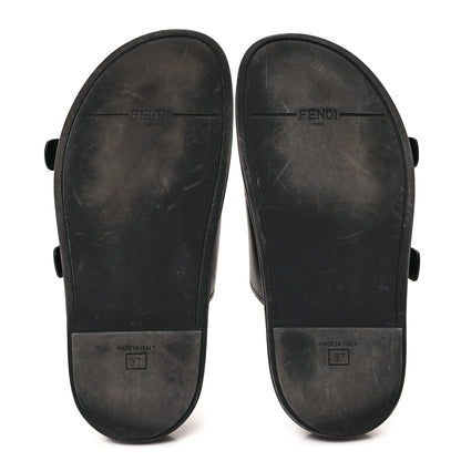 Fendi Vitello Fendi Feel Buckled Slide Sandals 37 Black 6 of 9