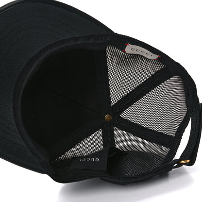 Gucci Grained Calfskin Logo Baseball Hat S 57 Black 5 of 9