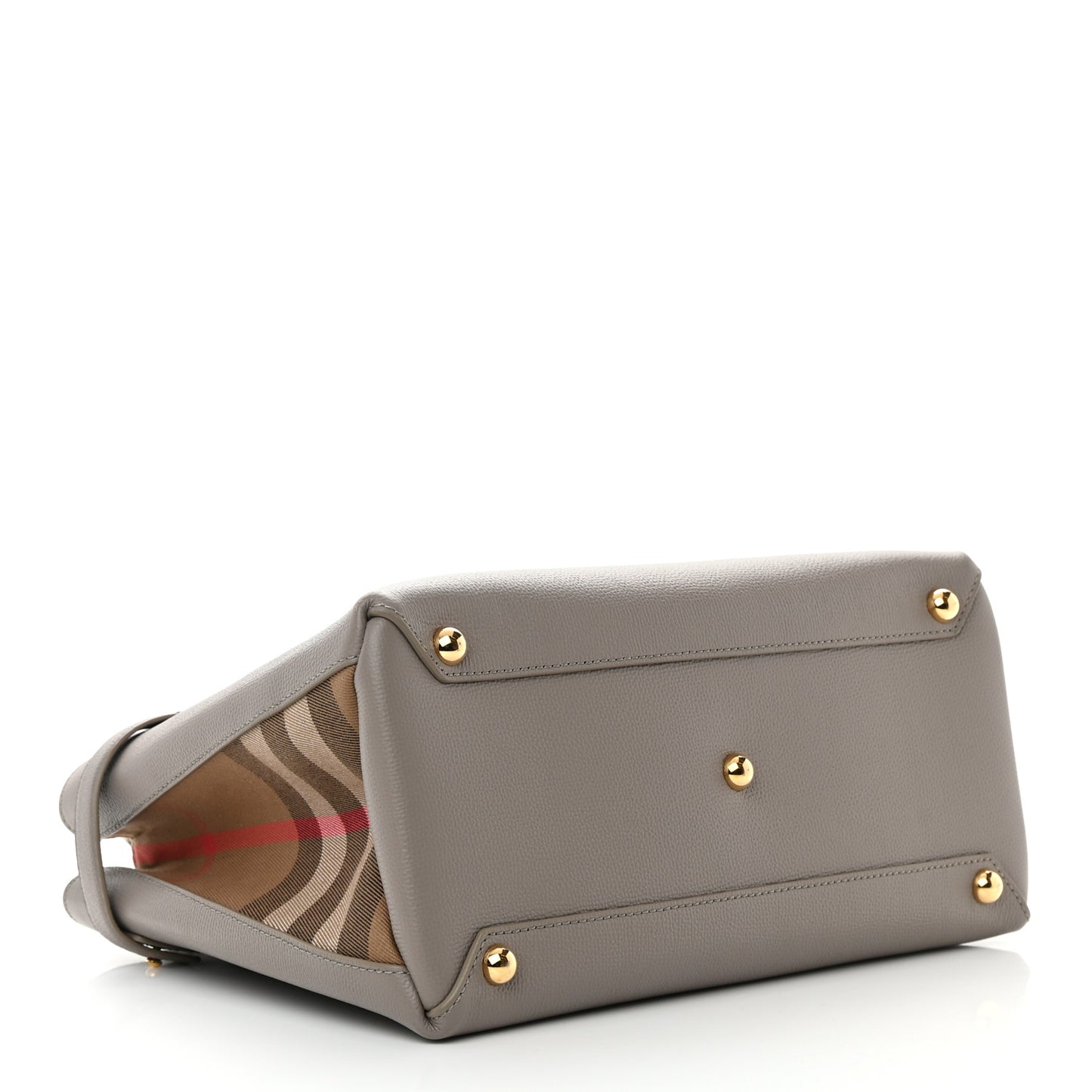 Derby Calfskin House Check Medium Banner Tote Taupe Brown